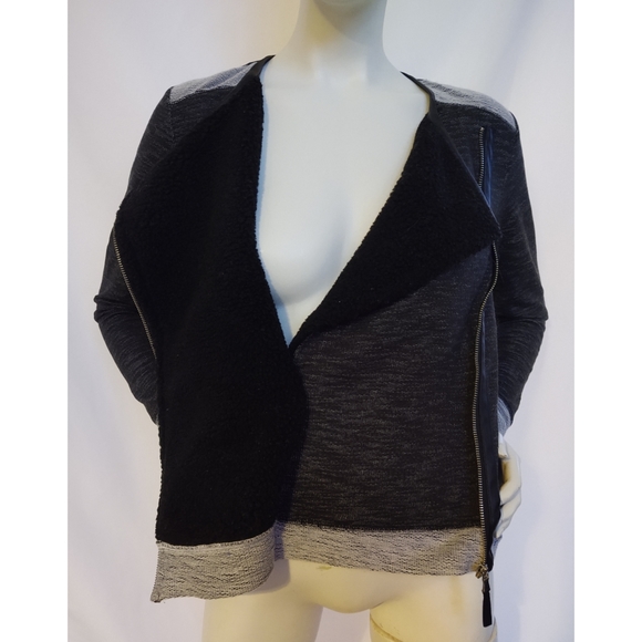 Mossimo Knit Motorcycle Jacket S Small Zipper Fleece Lining Grunge - Picture 2 of 8